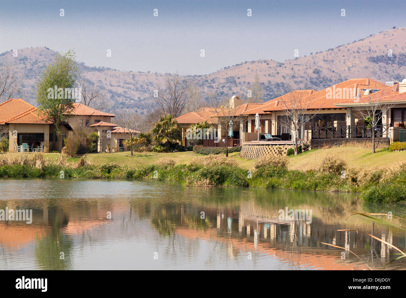 The view across the lake in Pecanwood Estate, an affluent gated Stock
