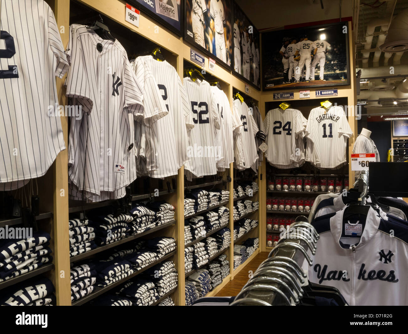 New York Yankees&amp;#39; Jerseys, Modell&amp;#39;s Sporting Goods Store Interior Stock ...