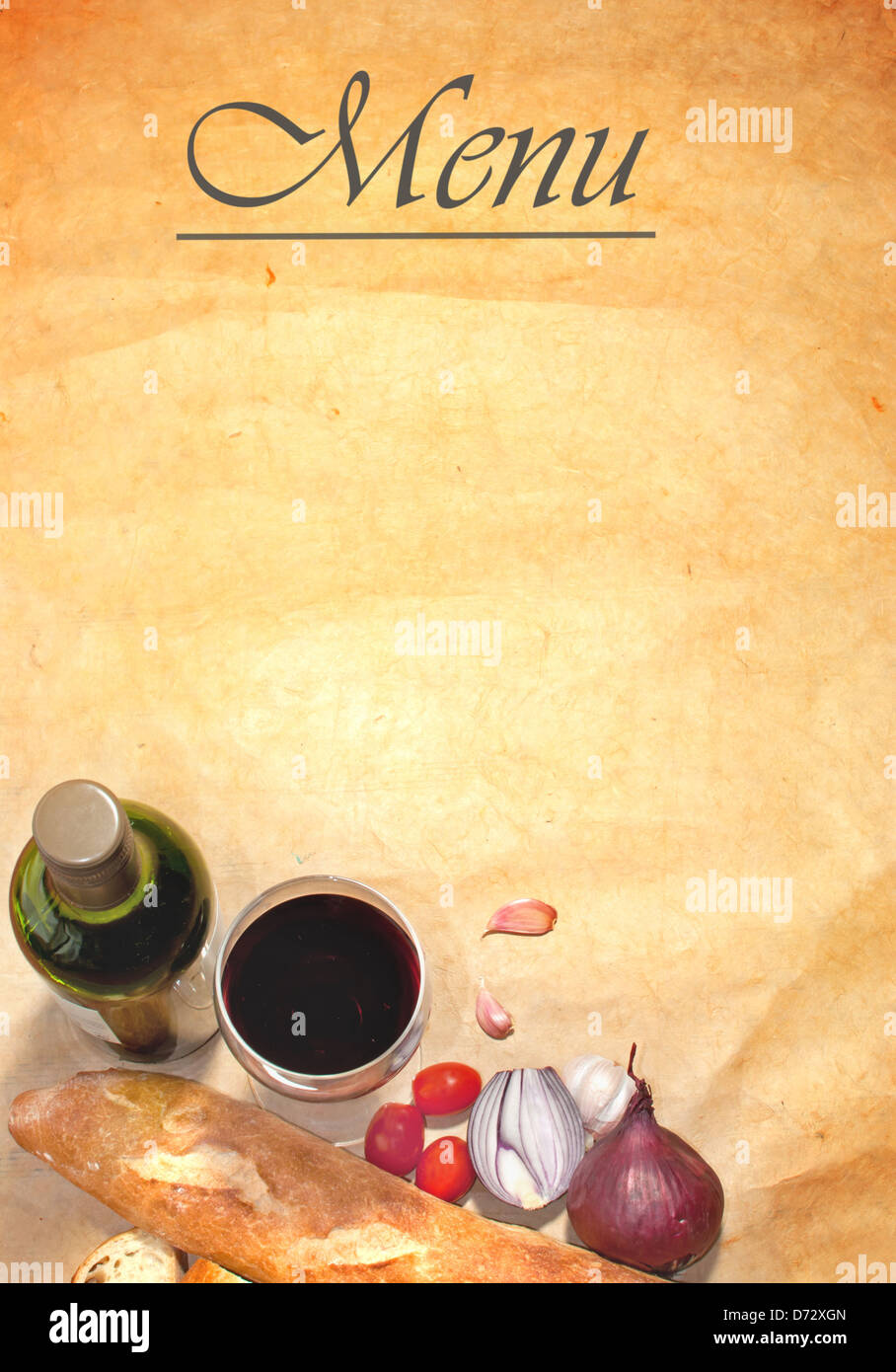 Menu Background Frame With Basic Ingredients Including Bread