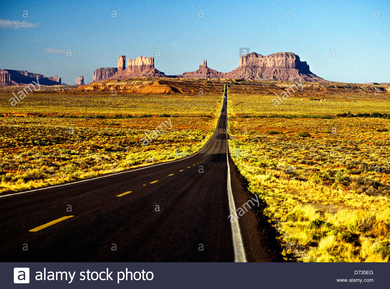 U. S. Route 163 approaching Monument Valley, Utah/Arizona border USA