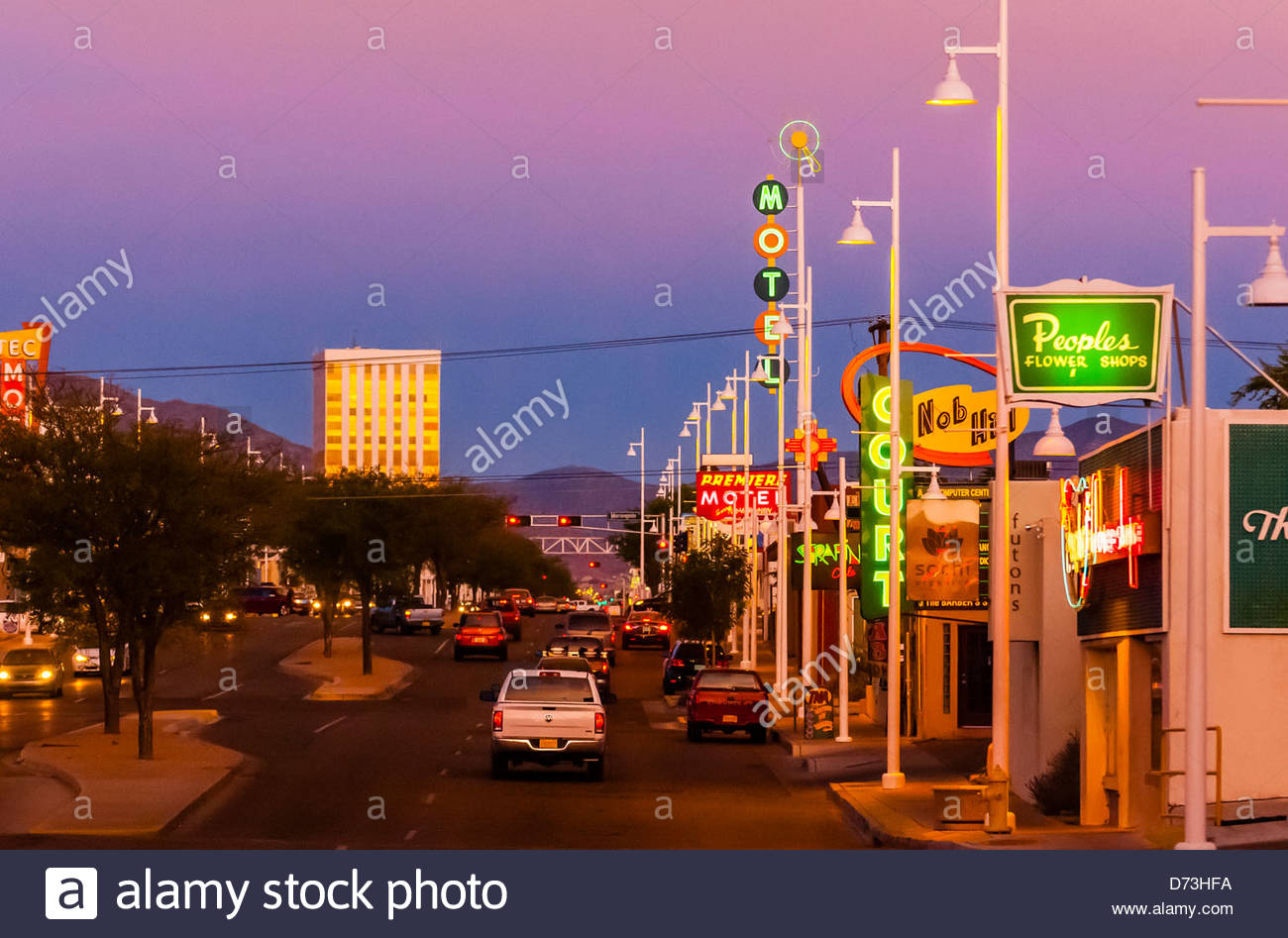 Central Avenue (Historic Route 66) in the Nob Hill section of Stock