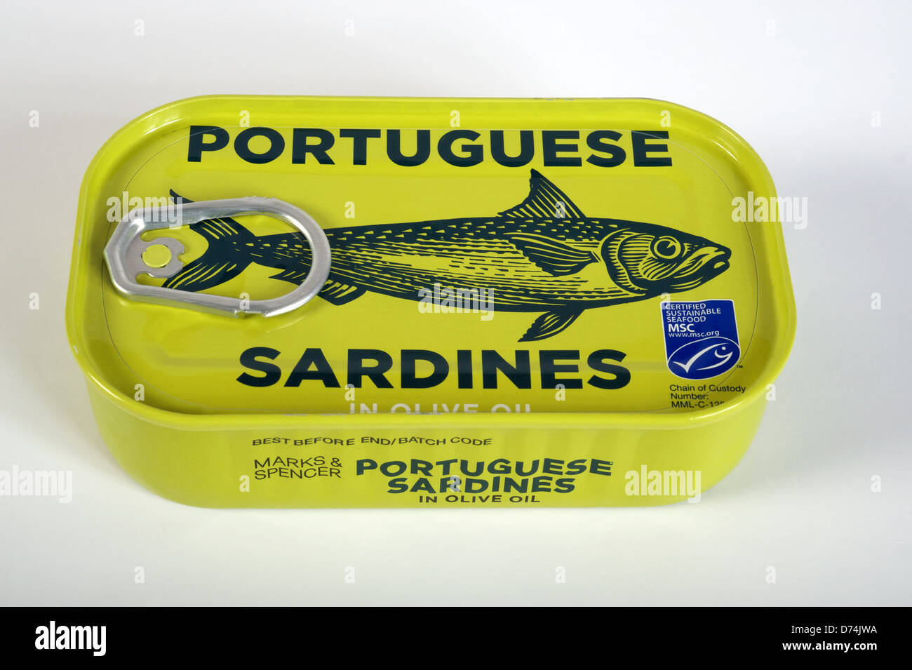 Marks & Spencer (M&S) Portuguese sardines Stock Photo, Royalty Free