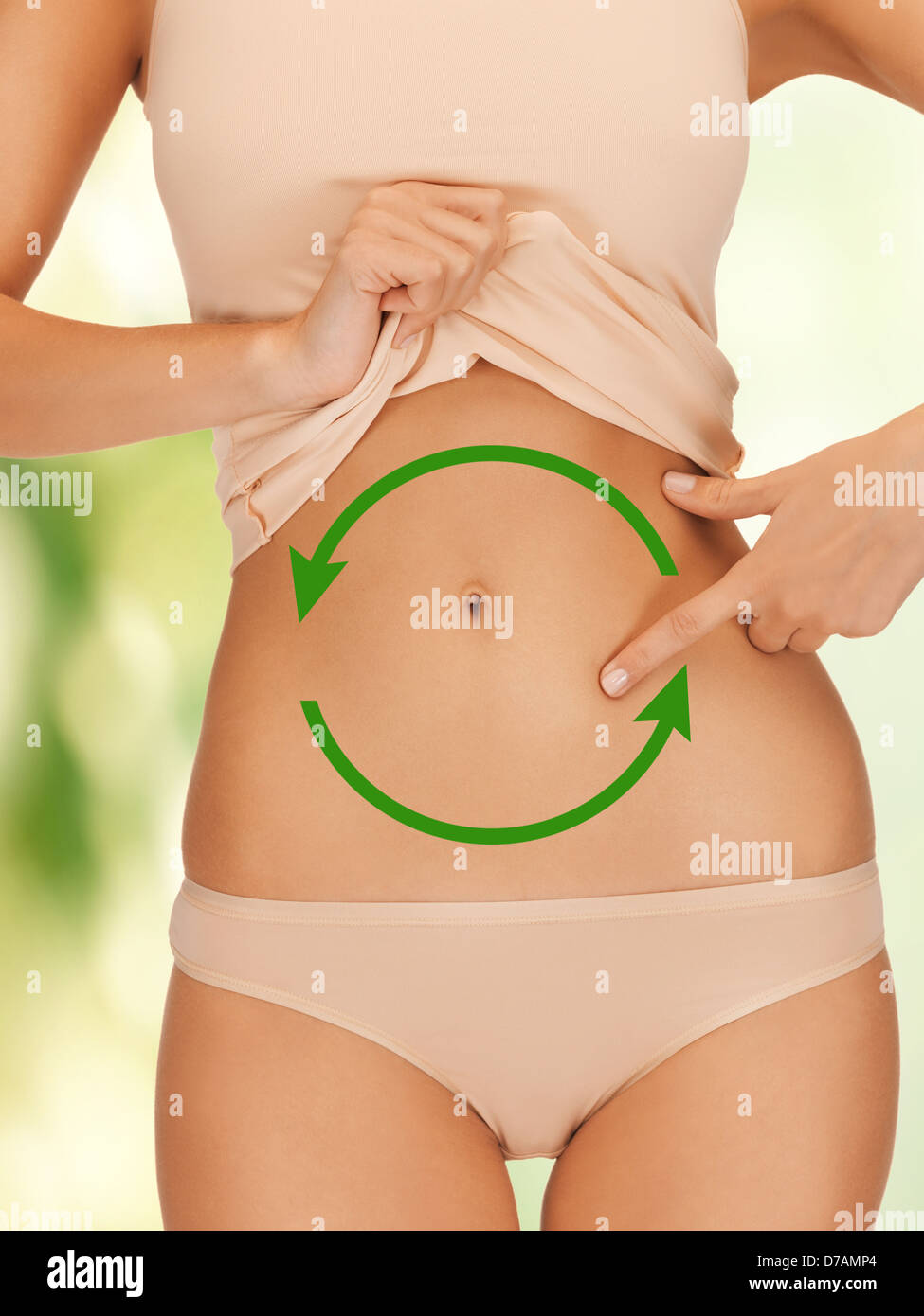 Woman Showing Belly Stock Photo Alamy