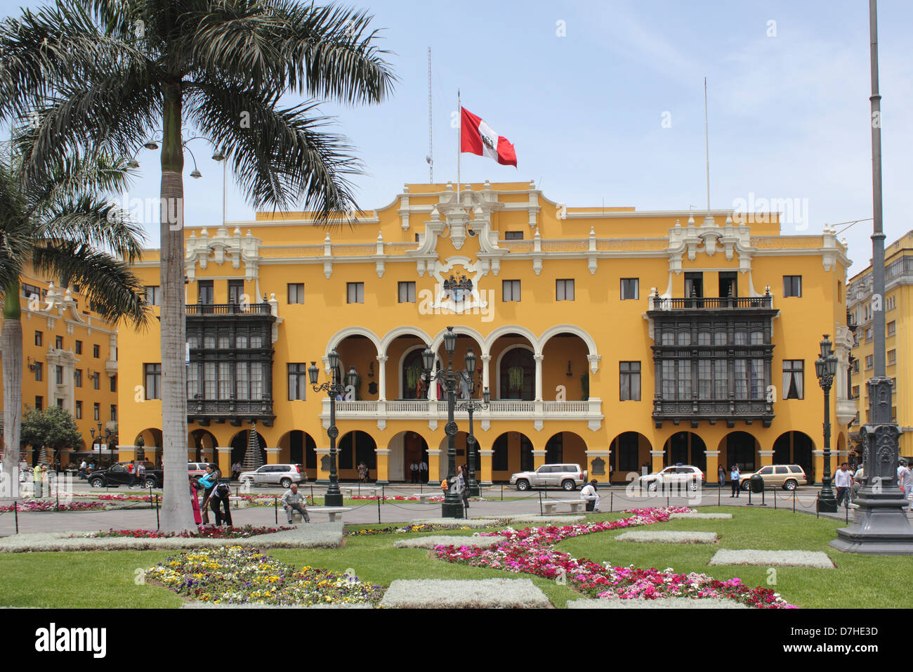 Peru Lima Plaza Mayor or Plaza de Armas town hall Stock Photo, Royalty