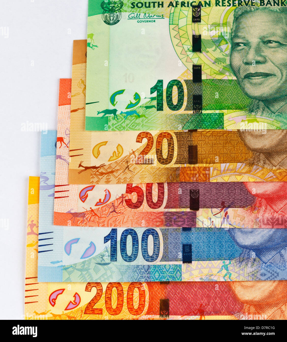 New South African Currency In Bill Denomination Depicting Nelson Stock 