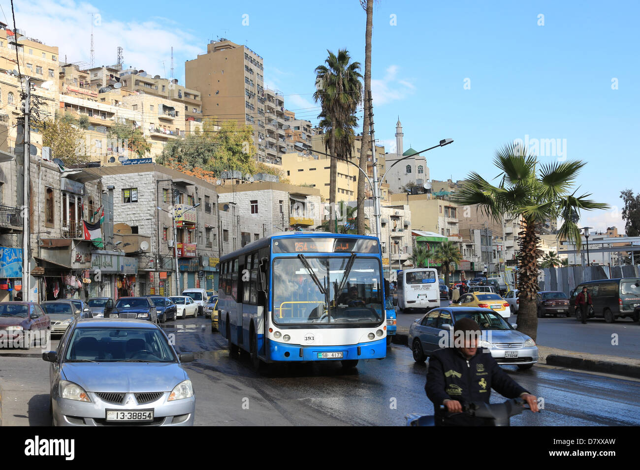 traffic on a busy road in Amman, Jordan Middle East Stock Photo
