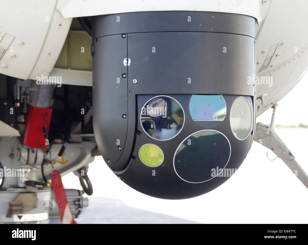 A Forward Looking Infrared (FLIR) camera, mounted on an EH101 utility