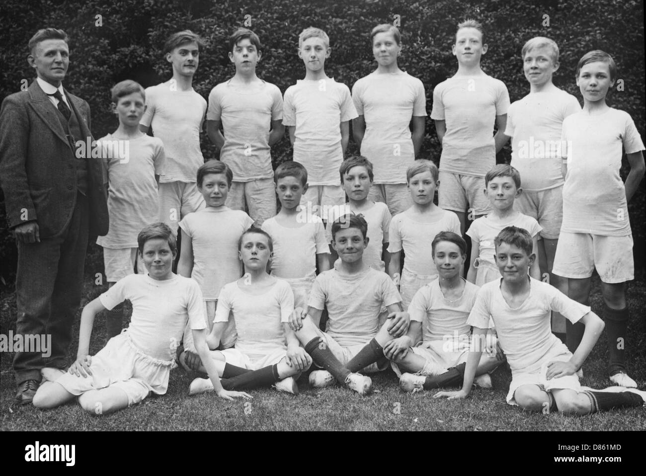 Boys Club Gym Class Group Photograph 1930 Stock Photo 
