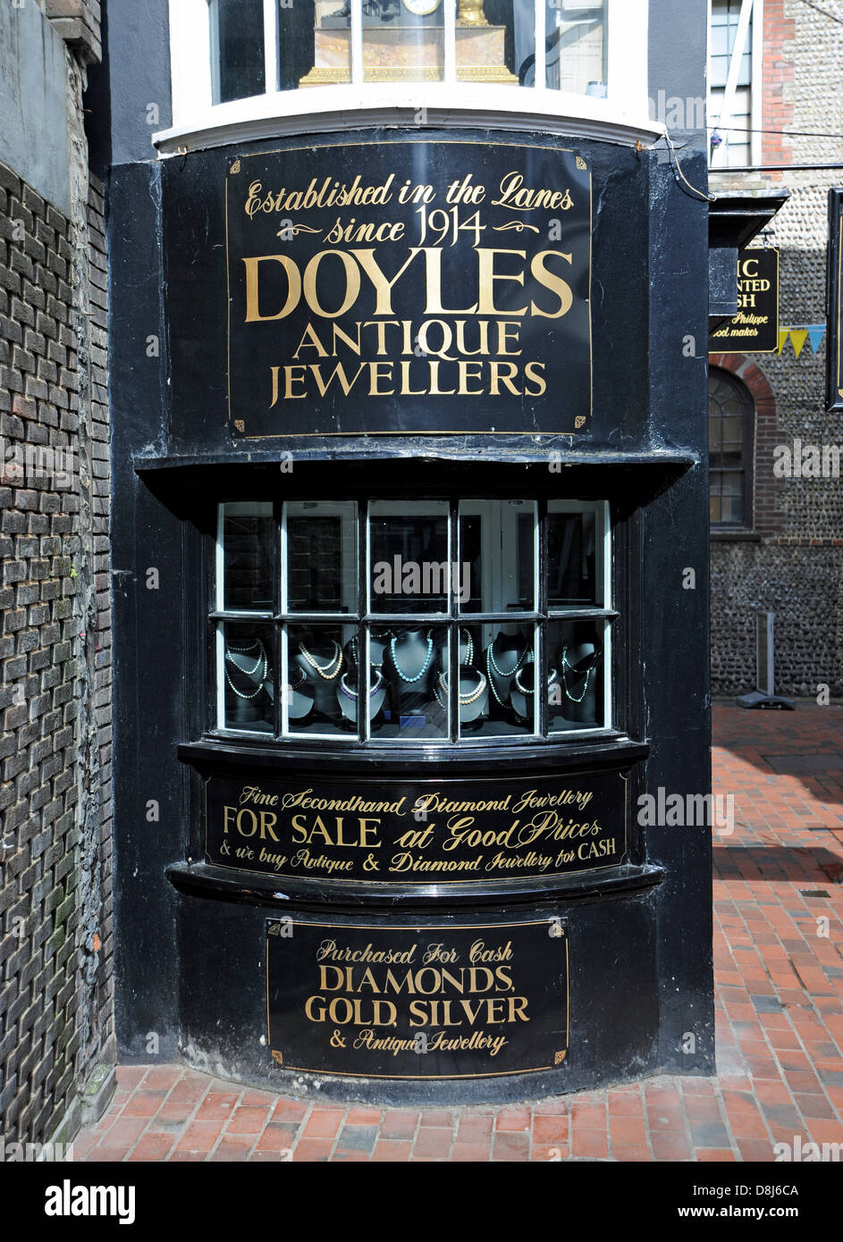 Doyles Antique Jewellers shop in The Lanes Brighton UK Stock Photo