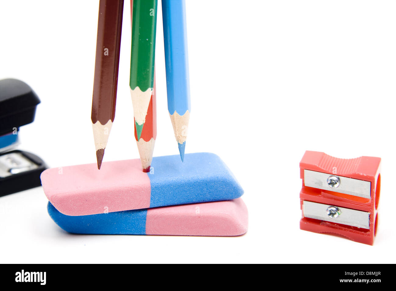 Colored pencils with eraser Stock Photo, Royalty Free Image 57002031