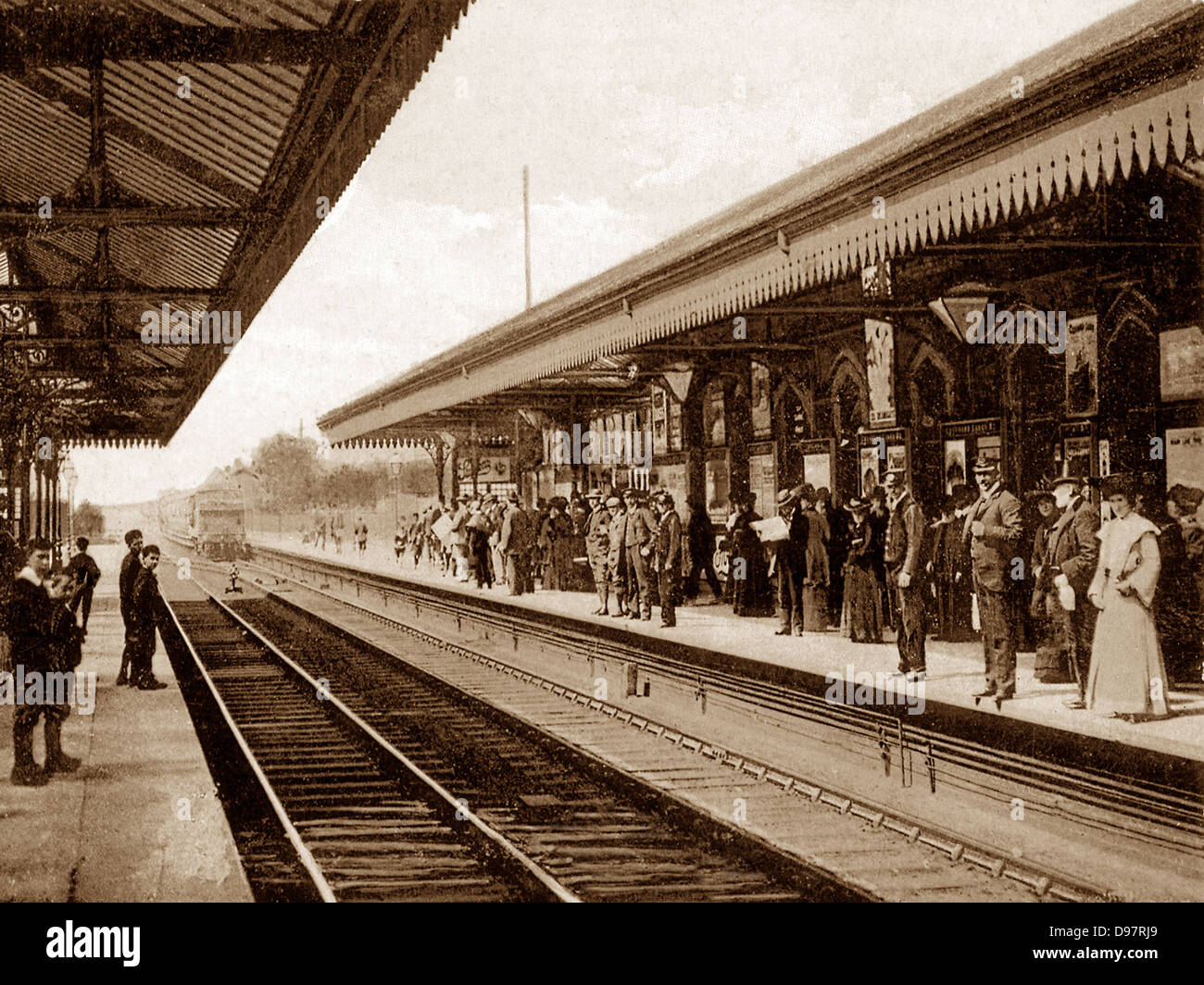Urmston Railway Station early 1900s Stock Photo, Royalty Free Image