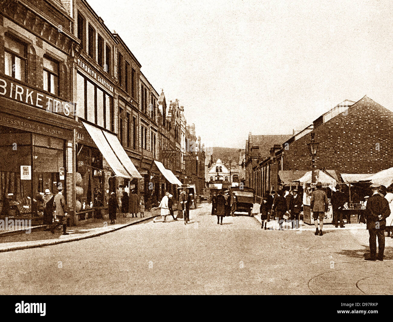 Ulverston New Market Street early 1900s Stock Photo, Royalty Free Image