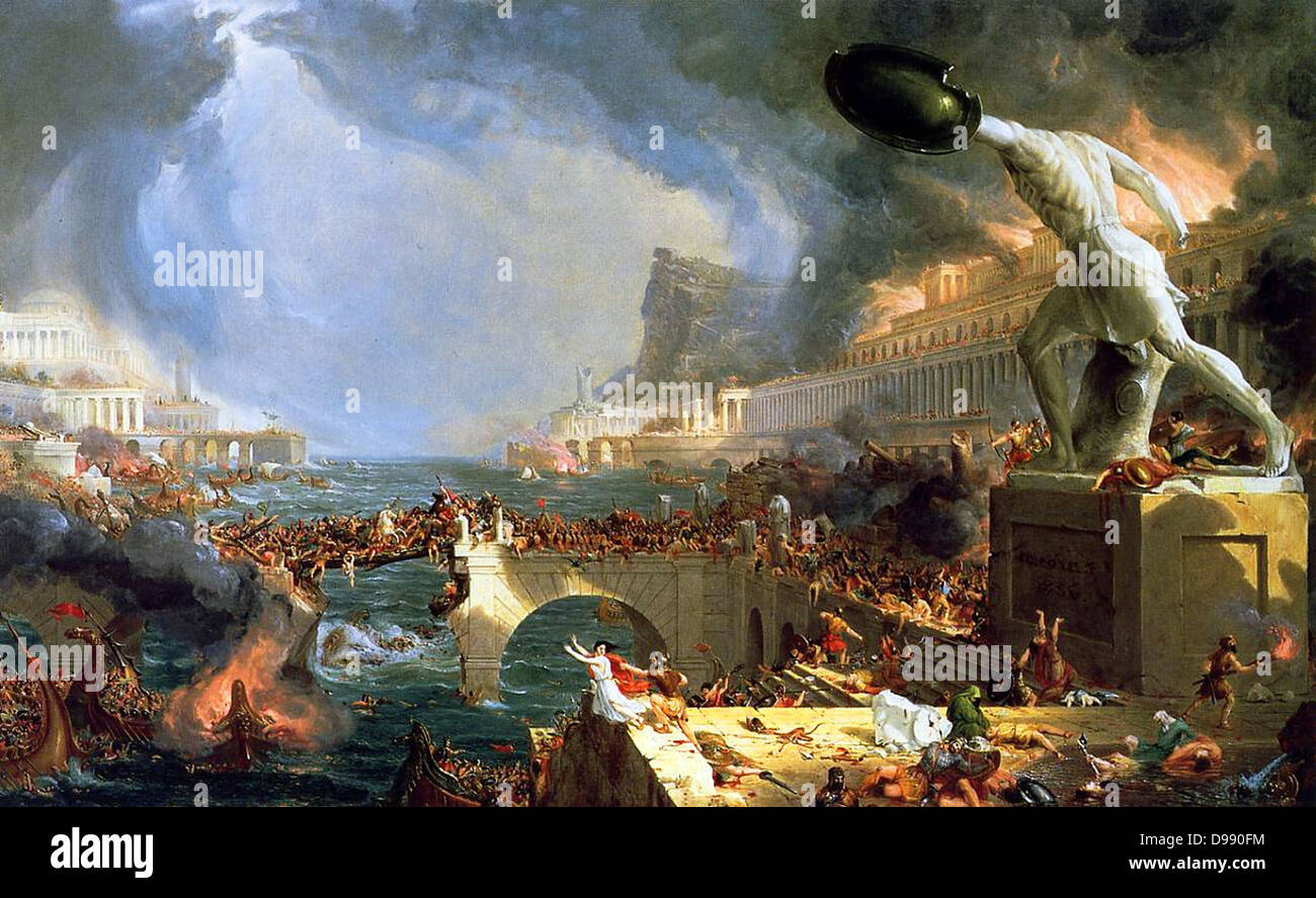 The course of Empire (Destruction of Rome by the Visigoths) painted