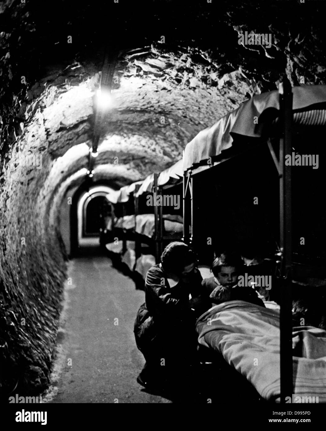 England during the Second World War; London Underground tunnel with