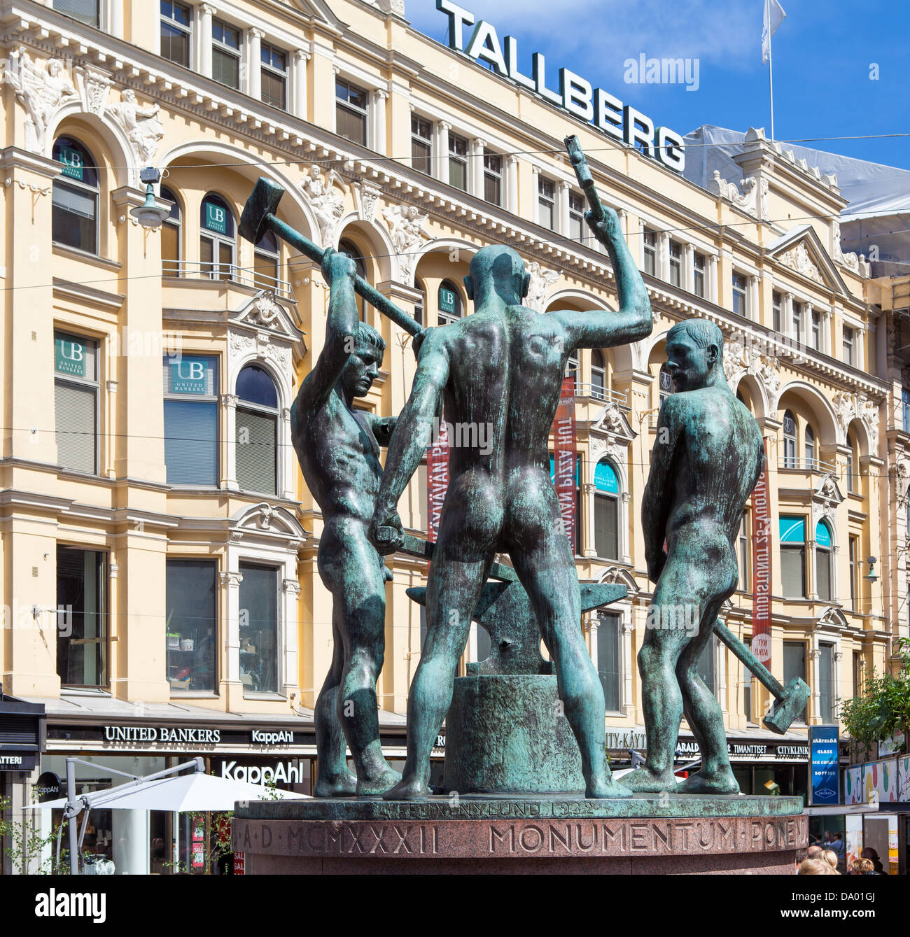 Three Smiths Statue in Helsinki, Finland Stock Photo, Royalty Free
