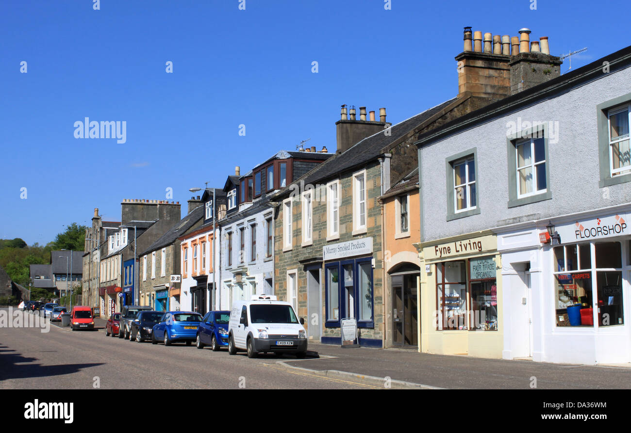 Argyll Street in Lochgilphead, Argyll and Bute, Scotland with a row