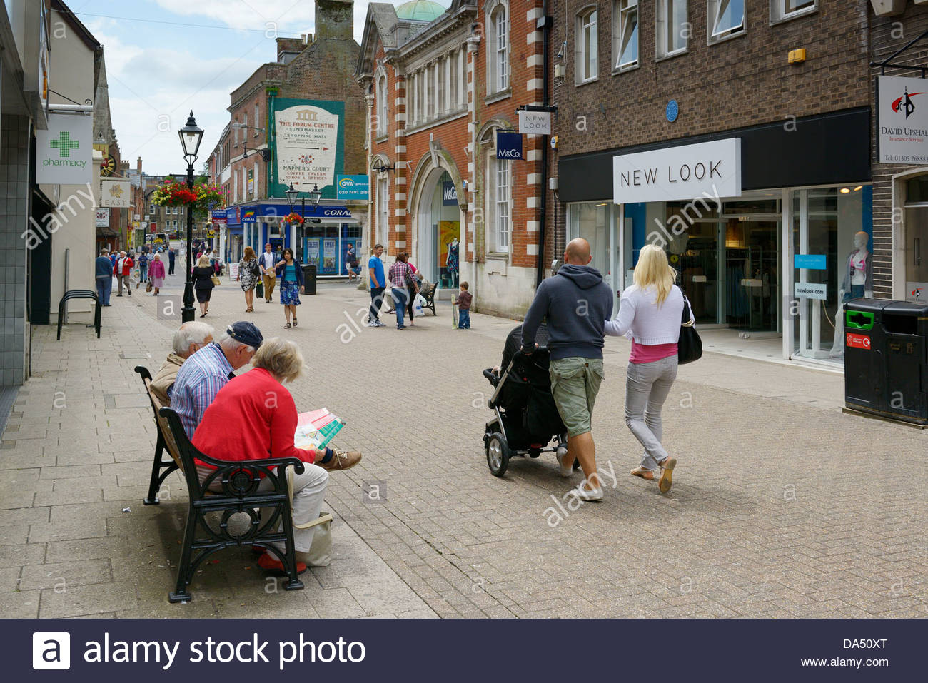 Shops in South Street or Cornhill, Dorchester, Dorset England UK Stock