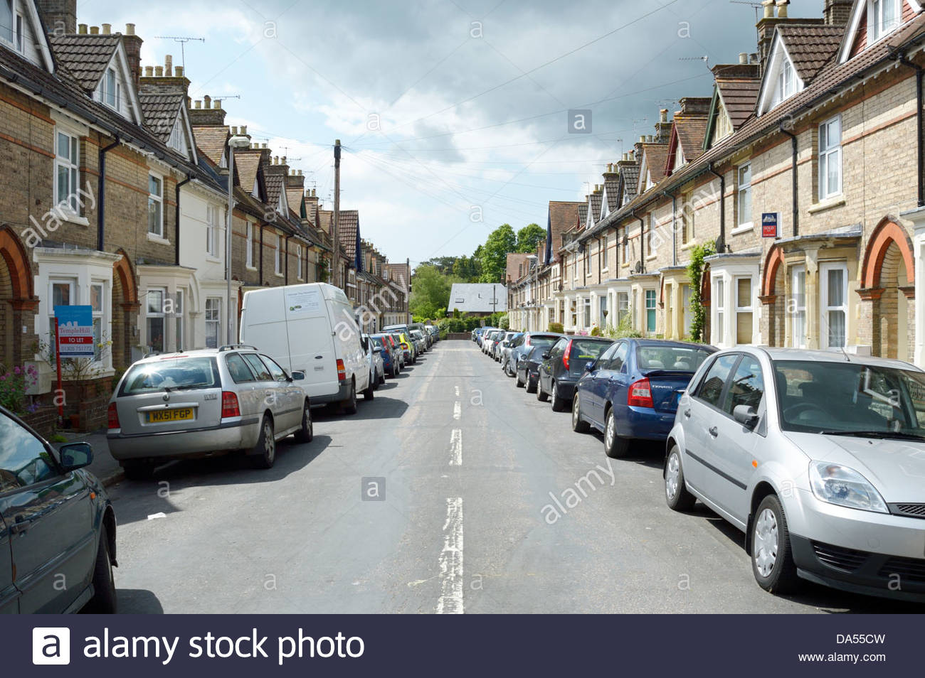 Cars parked along both sides of the road in Dukes Avenue, Dorchester
