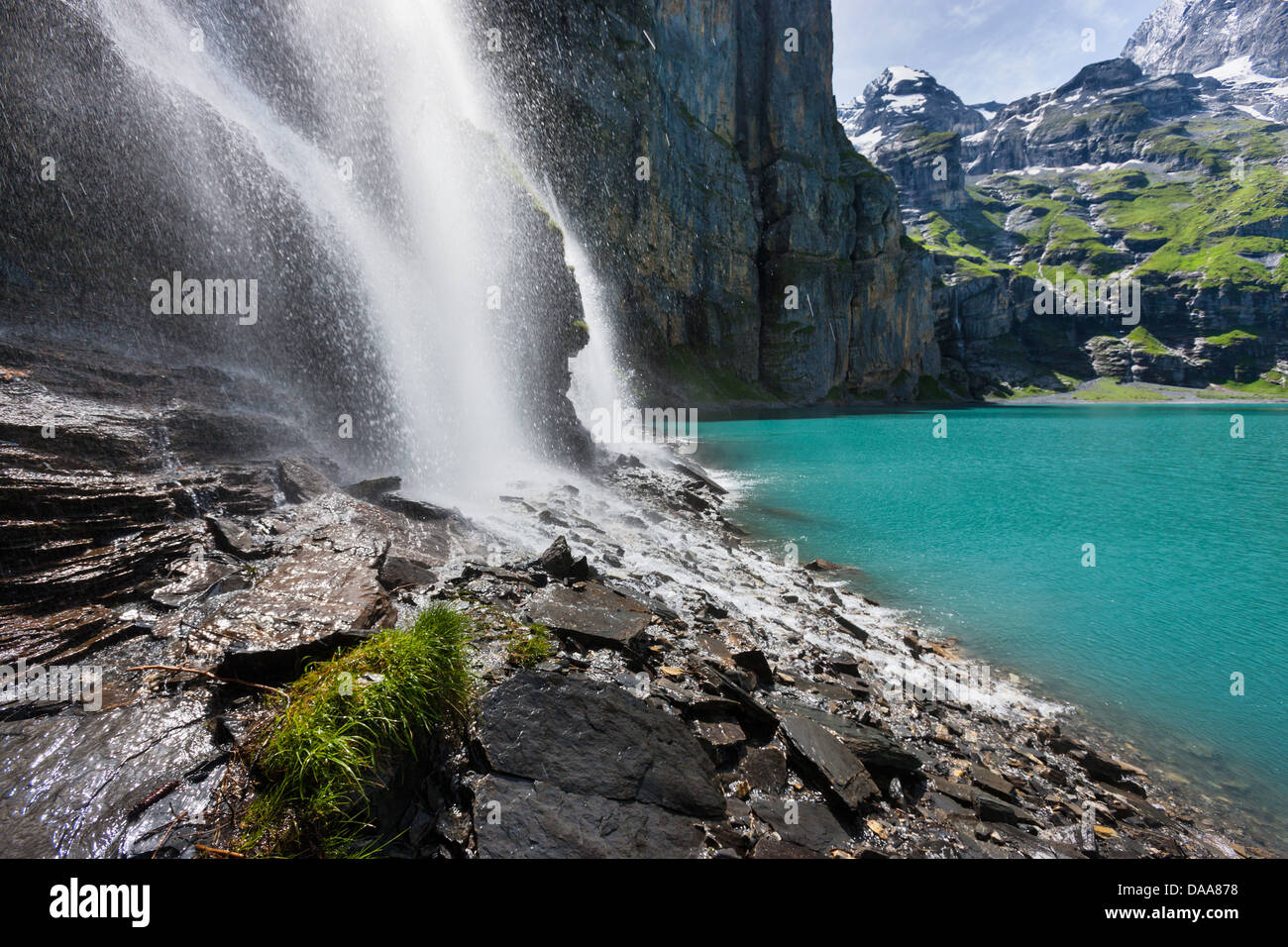 Lake Oeschinen Tr Nen Switzerland Europe Canton Bern Bernese