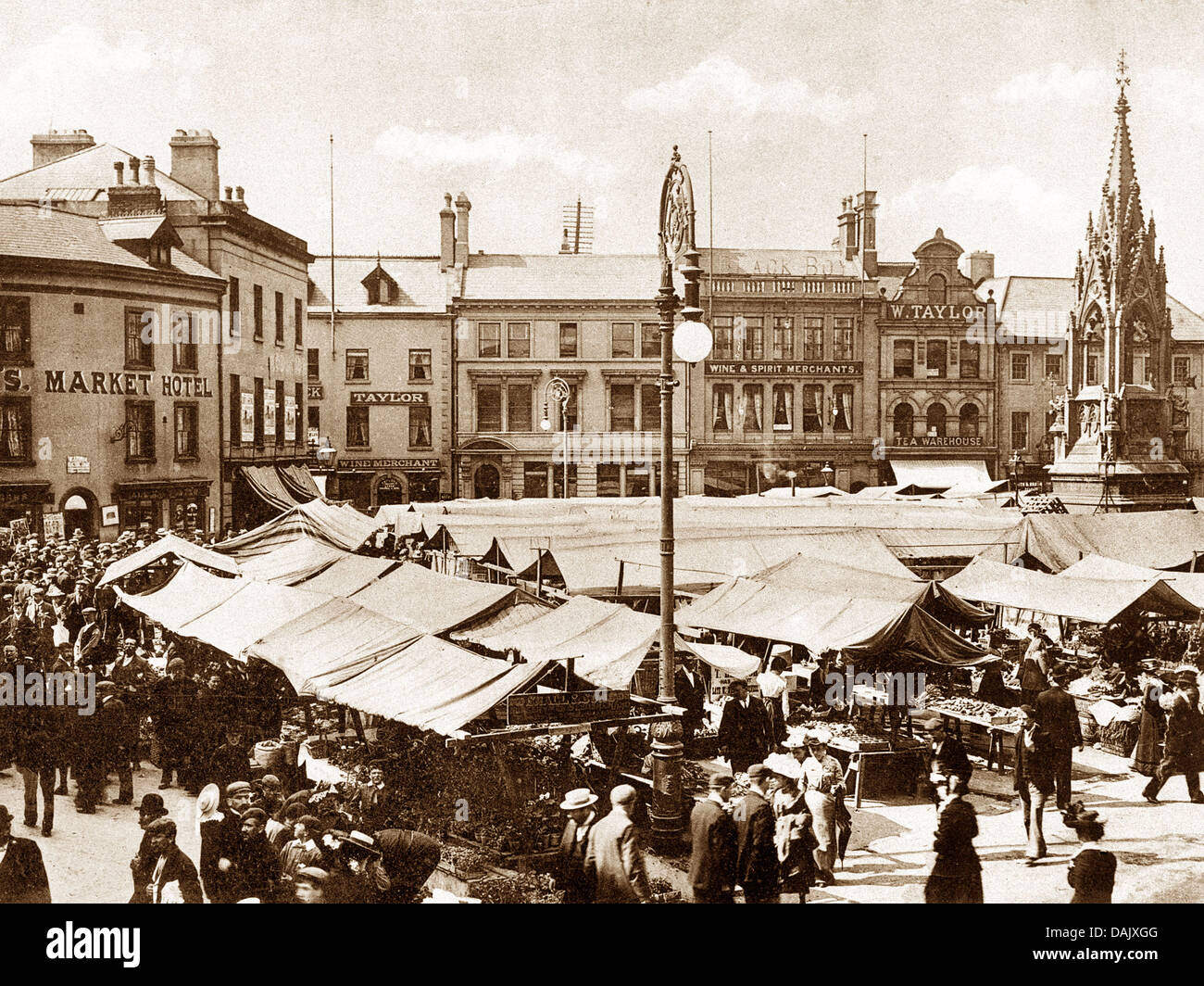 Mansfield Market Place early 1900s Stock Photo, Royalty Free Image