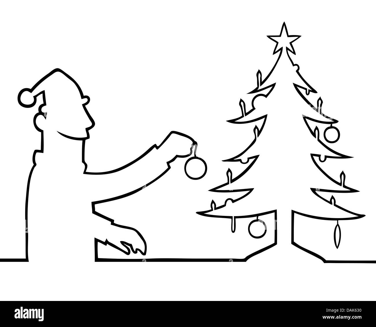 Black People Decorating For Christmas black line art illustration of a man decorating a christmas tree Black People Decorating For Christmas black line art illustration of a man decorating a christmas tree