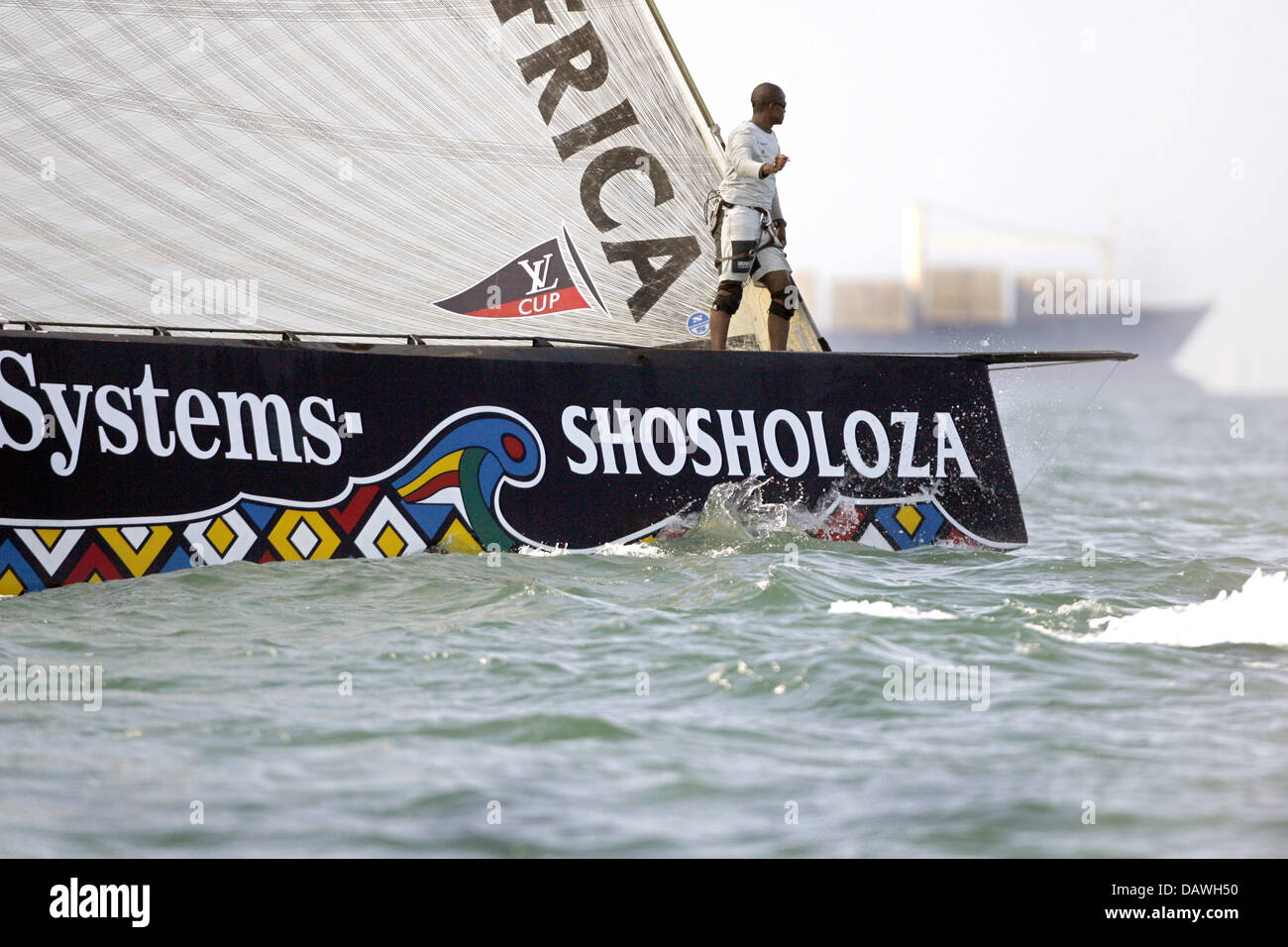 The SouthAfrican yacht Shosholoza sails the fourth race of the Louis