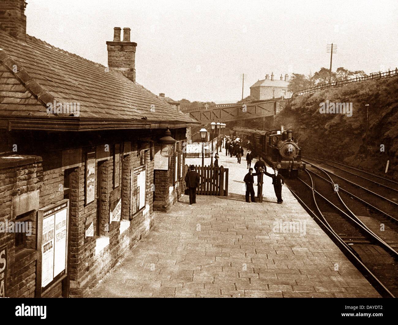 Meltham Railway Station early 1900s Stock Photo, Royalty Free Image