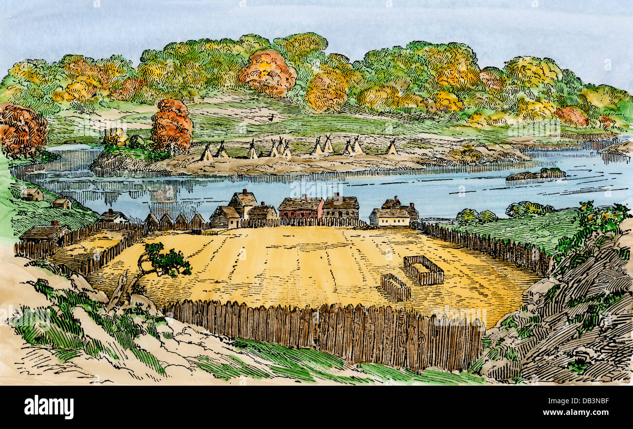 American Fur Company trading post in Wisconsin, 1828 Stock Photo