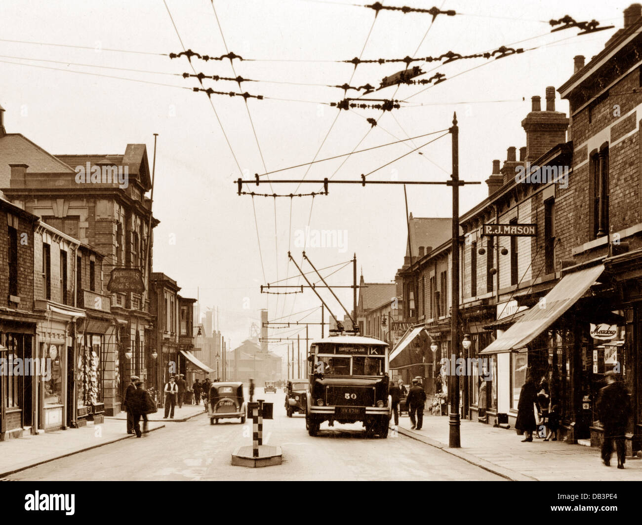 Rotherham Parkgate Broad Street Trolleybus probably 1940s Stock Photo