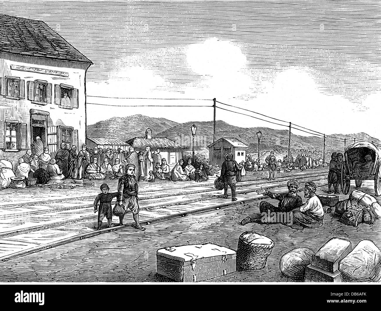 events, Russo-Turkish War 1877 - 1878, fleeing turkish families, wood ...