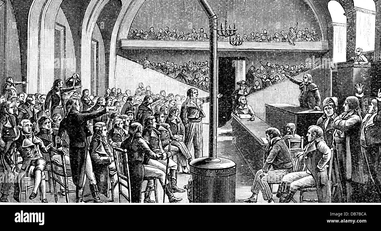 French Revolution 1789 1799 session in the Jacobin club Paris wood