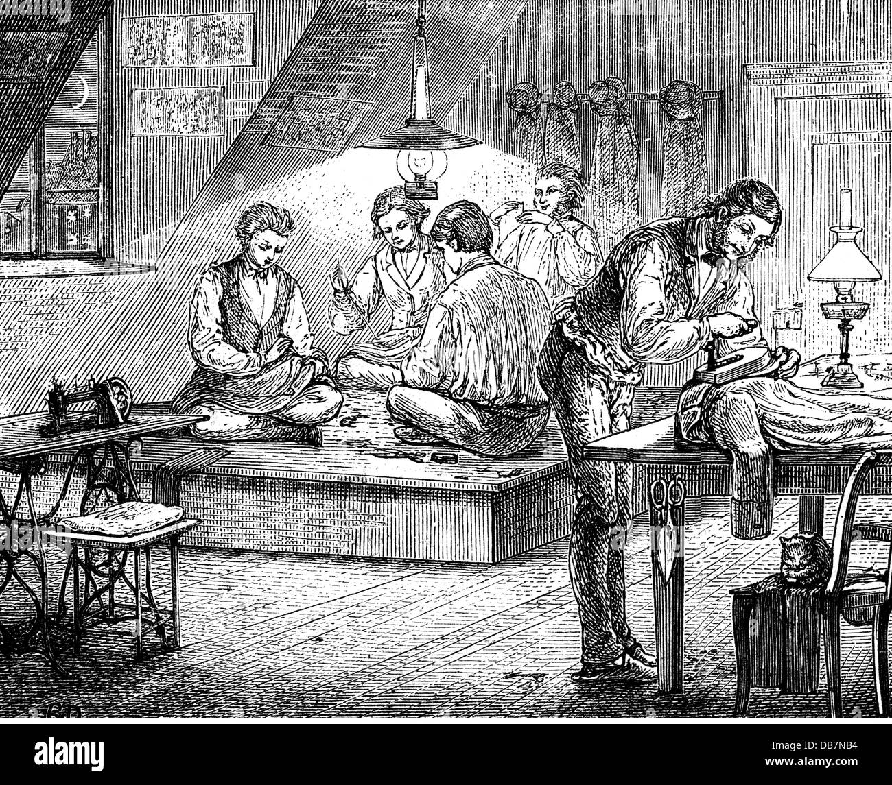 people professions tailors in the wood engraving circa 1880