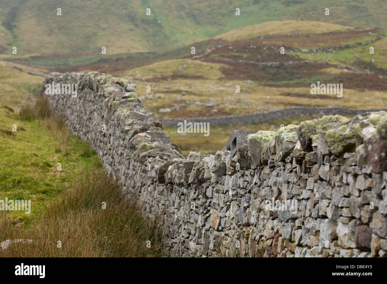 Dry stone wall, Clare Island, Clew Bay, County Mayo, Ireland Stock