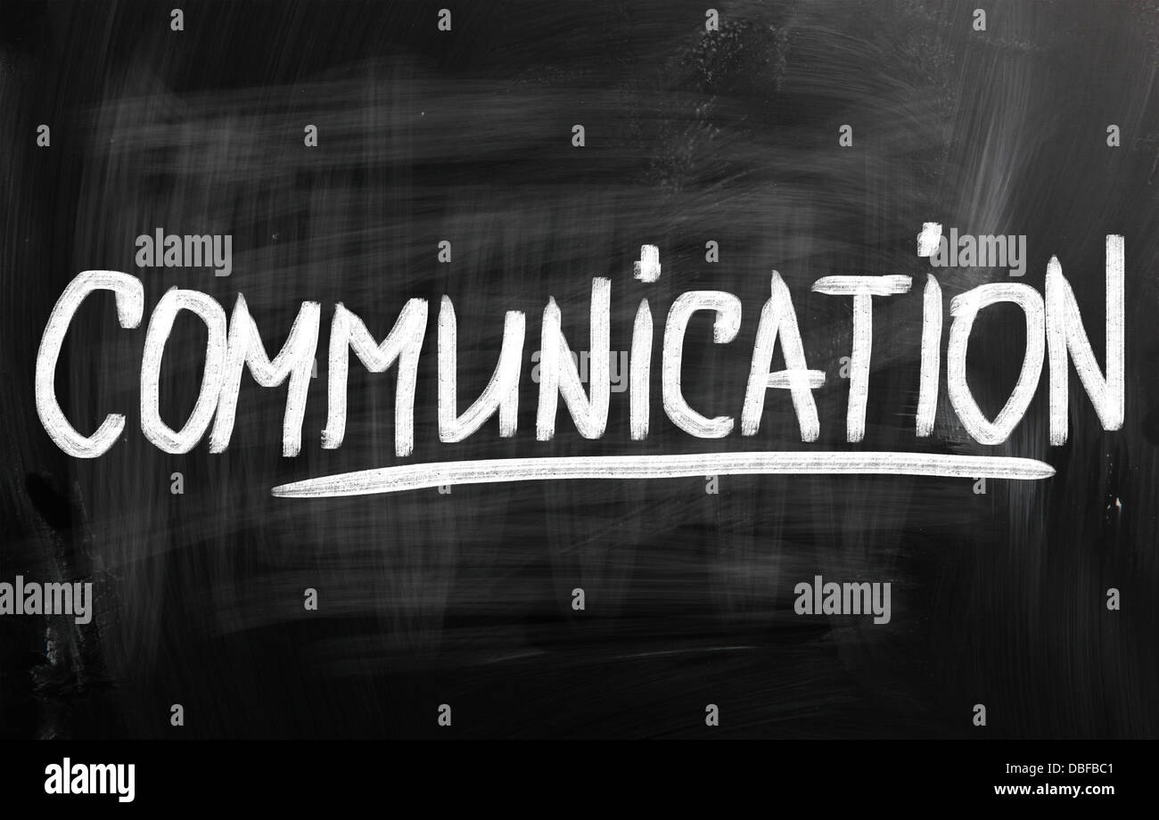 Communication handwritten with chalk on a blackboard Stock Photo