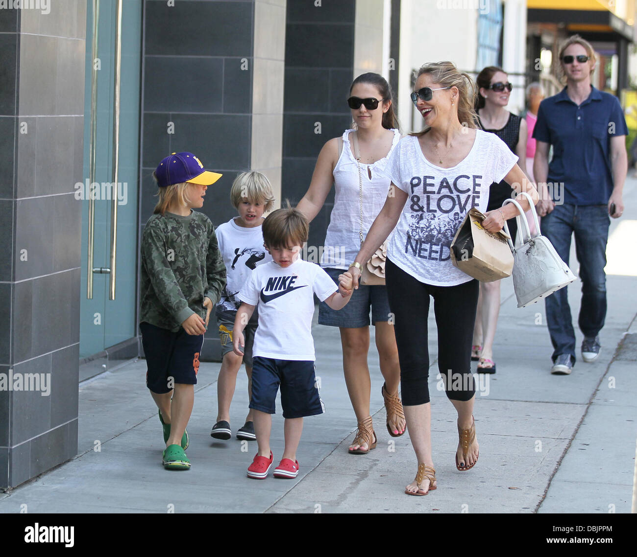 Sharon Stone takes her three adopted sons, Roan Joseph Bronstein Stock