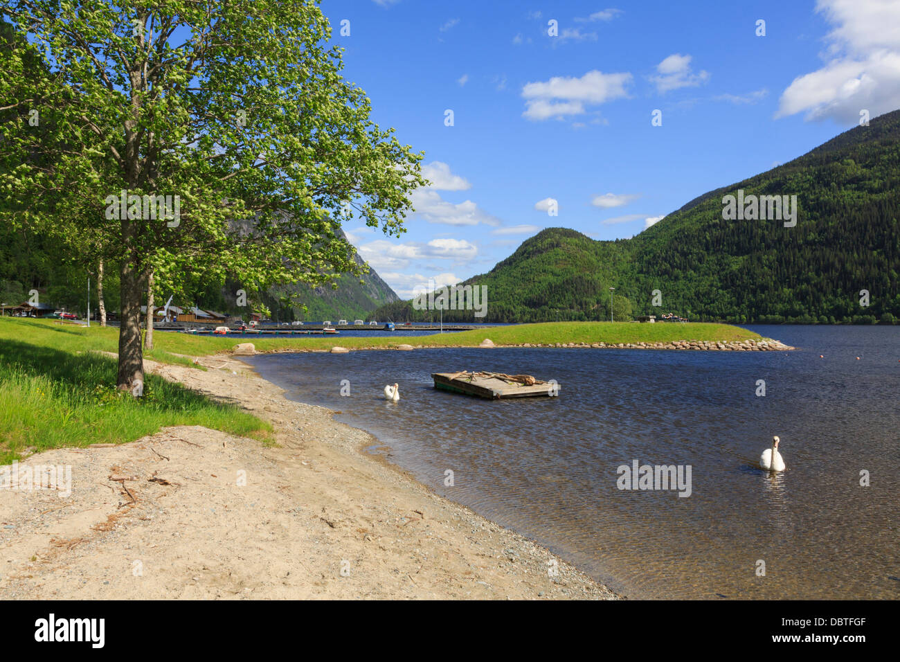 Lakeside leisure park on shores of Bandak lake and Telemark Canal in