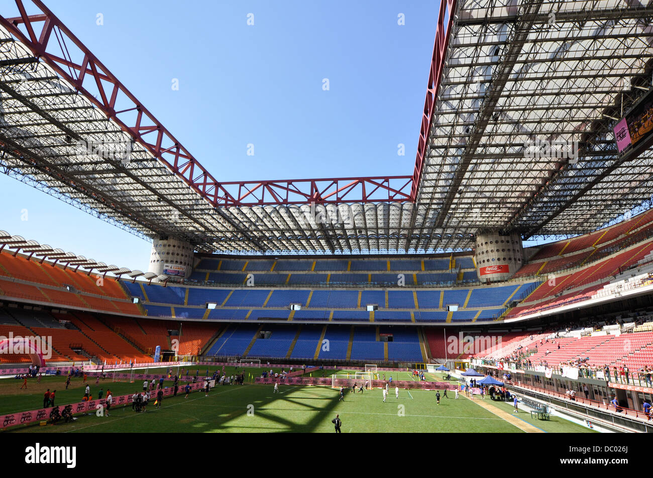 Milan San siro stadium in a wide angle lens, one of most famous Stock Photo, Royalty Free Image