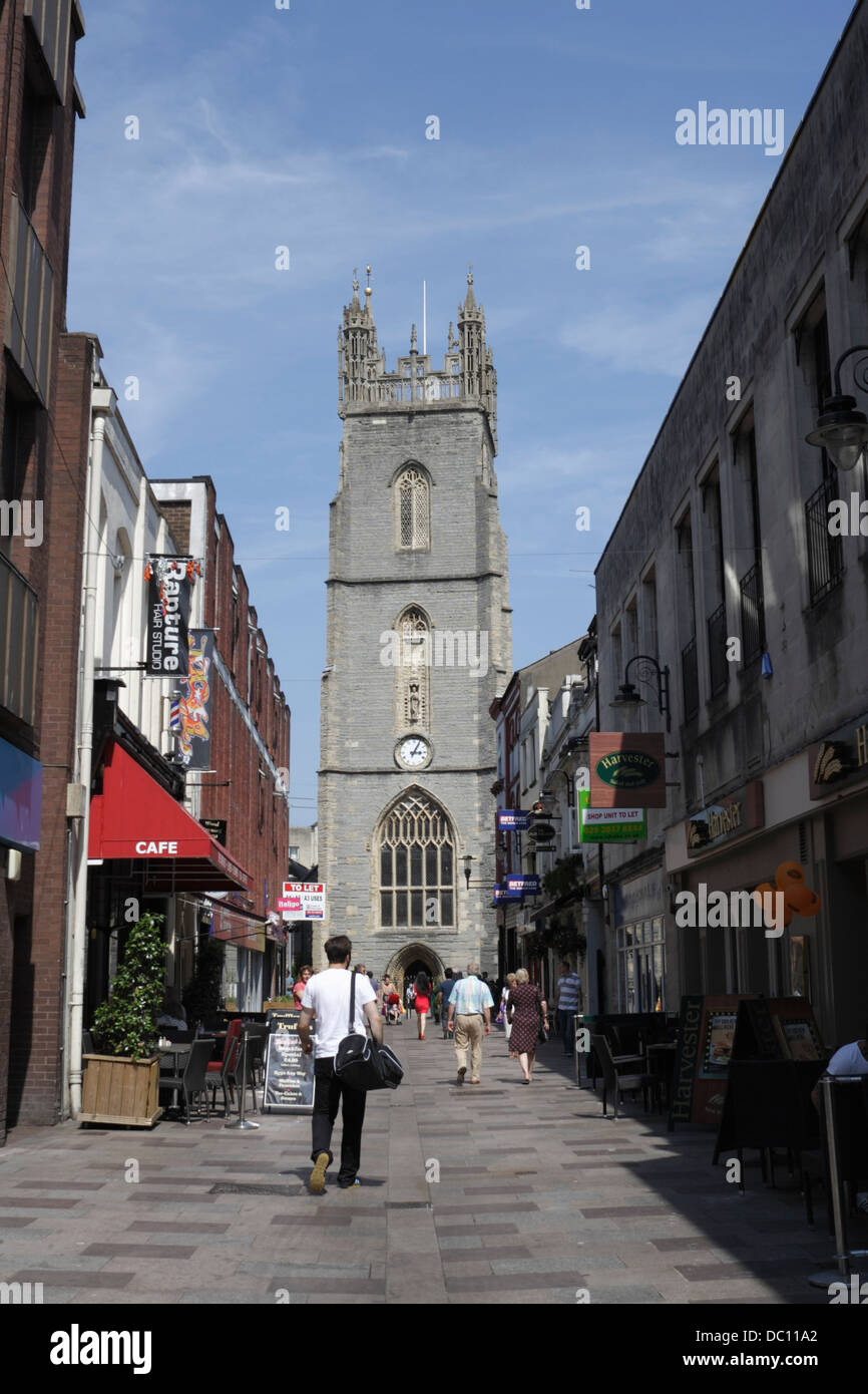Church Street in the centre of Cardiff Stock Photo, Royalty Free Image