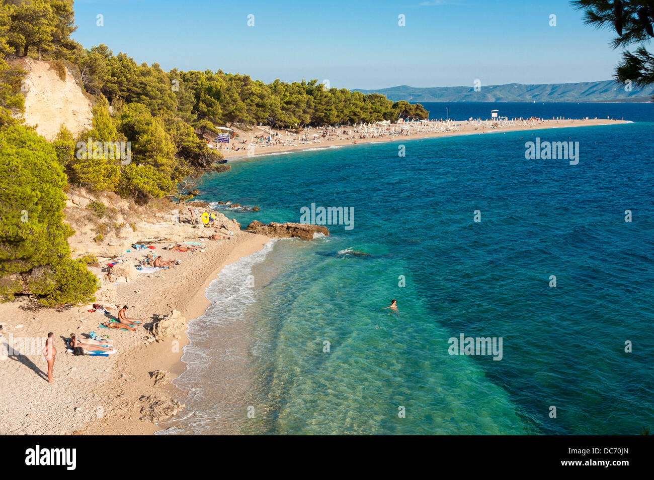 Nudist beach near Zlatni Rat beach in Bol on Brač island Croatia Stock