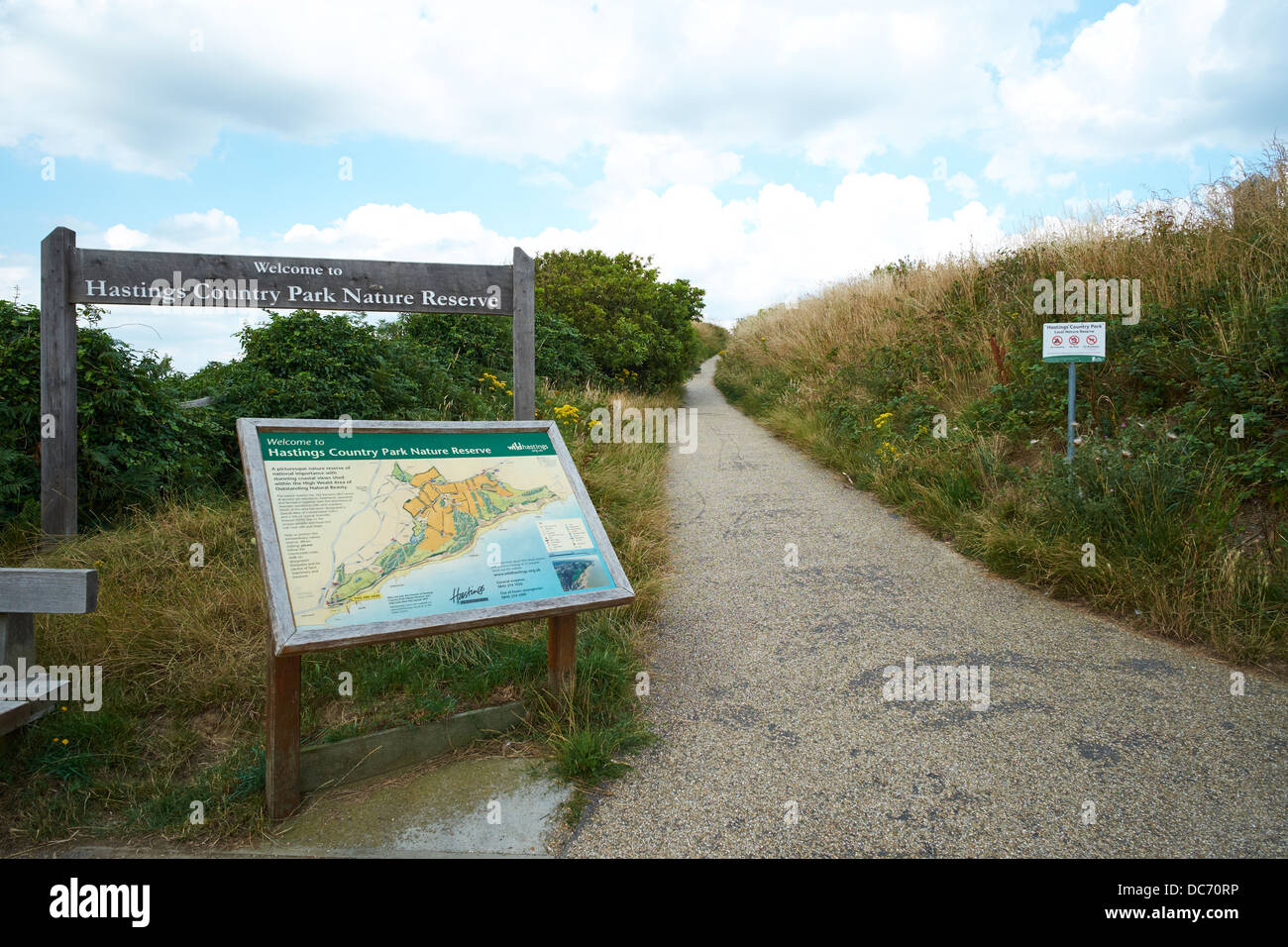 Entrance to the Hastings Country Park Nature Reserve East Hill Stock