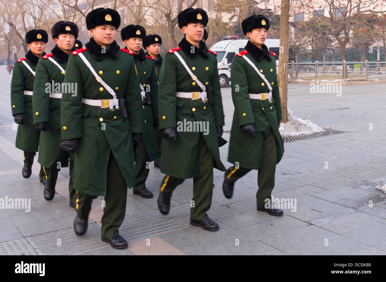 Red Army Guards Marching at Tiananmen Square Beijing China Stock Photo
