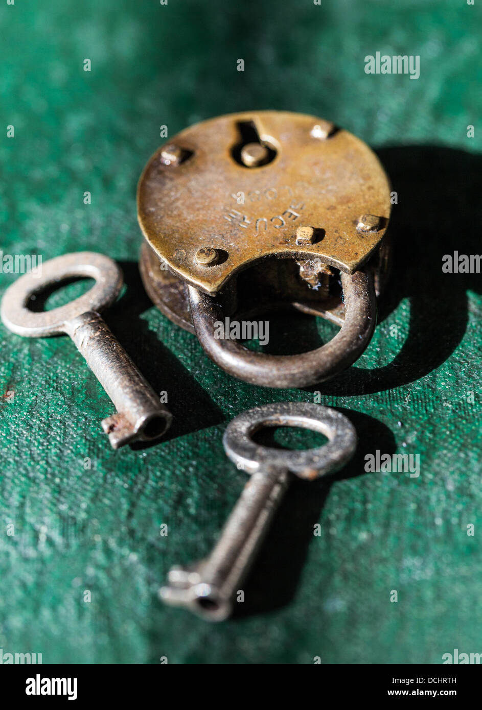 Old Padlock And Its Keys Stock Photo Alamy