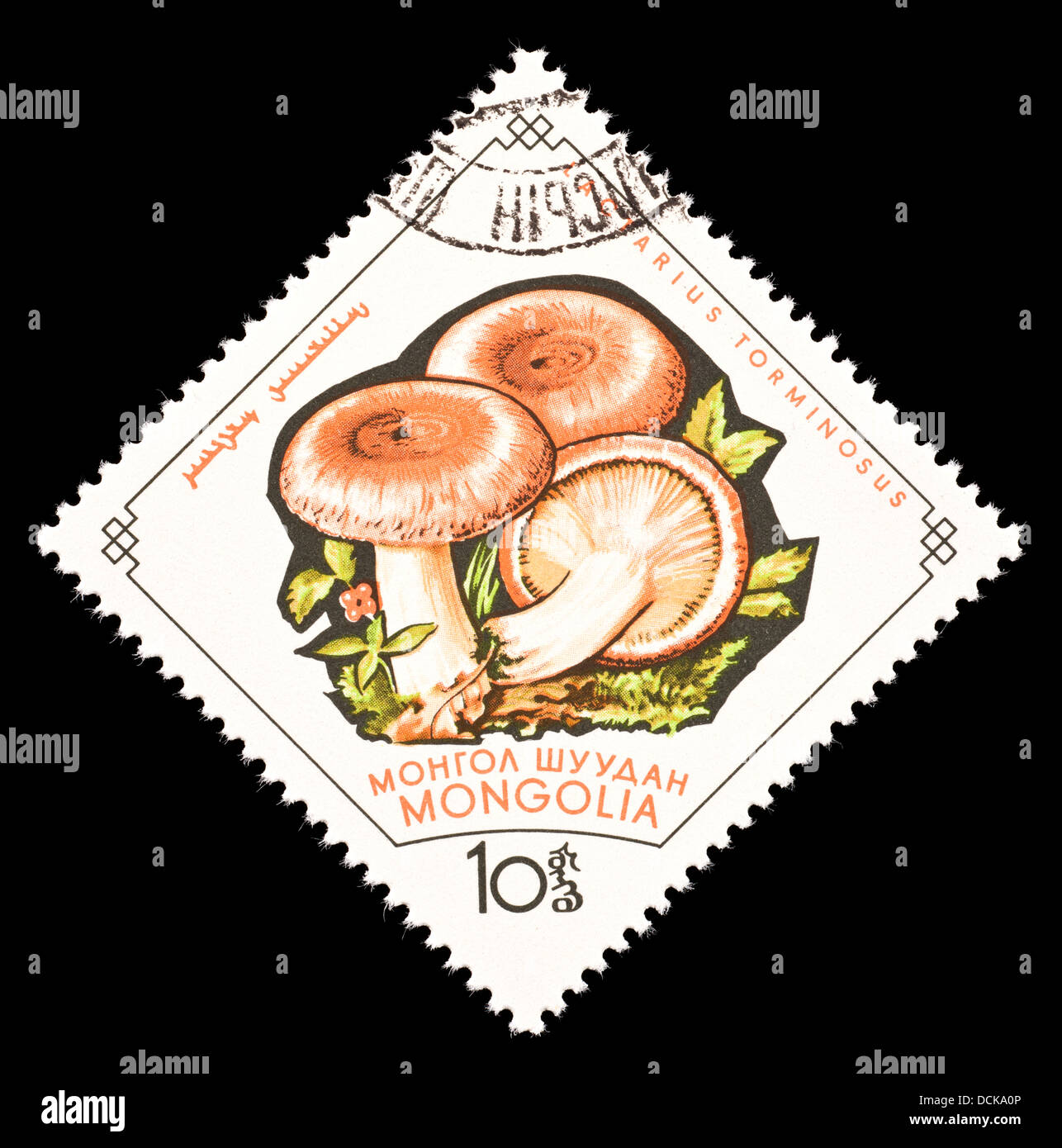 Postage Stamp From Mongolia Depicting A Mushroom Woolly Milkcap