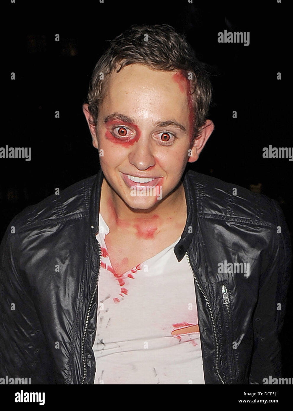 George Lineker leaves a Halloween party, held in Cavendish Square with a female companion. - george-lineker-leaves-a-halloween-party-held-in-cavendish-square-with-DCP5J1