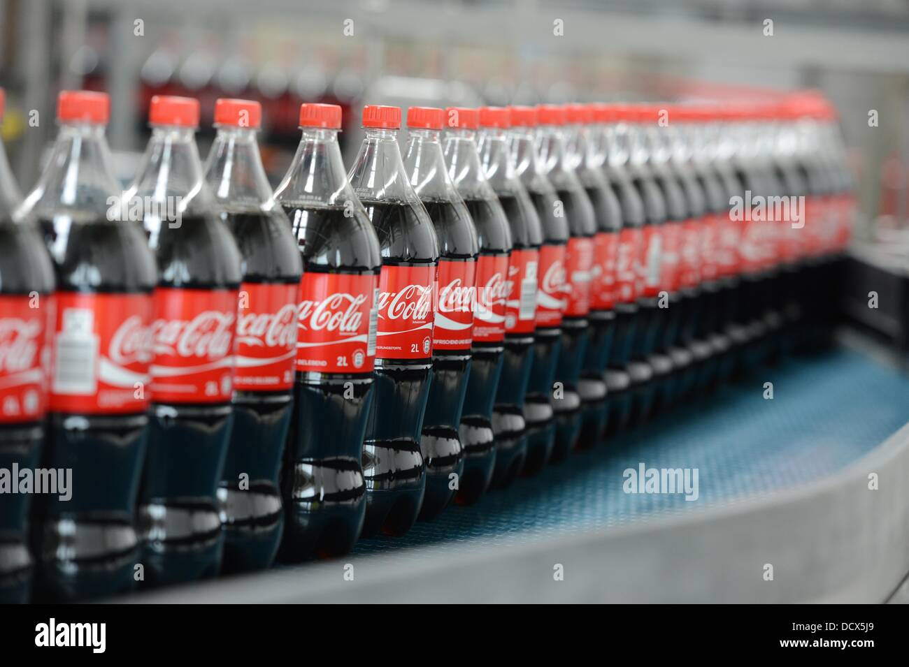 CocaCola bottles are pictured on the production line in the bottling