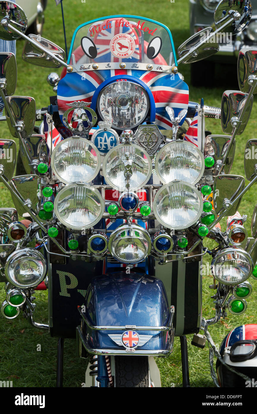 Mods vespa custom scooter with mirrors, lights, logos and union jack