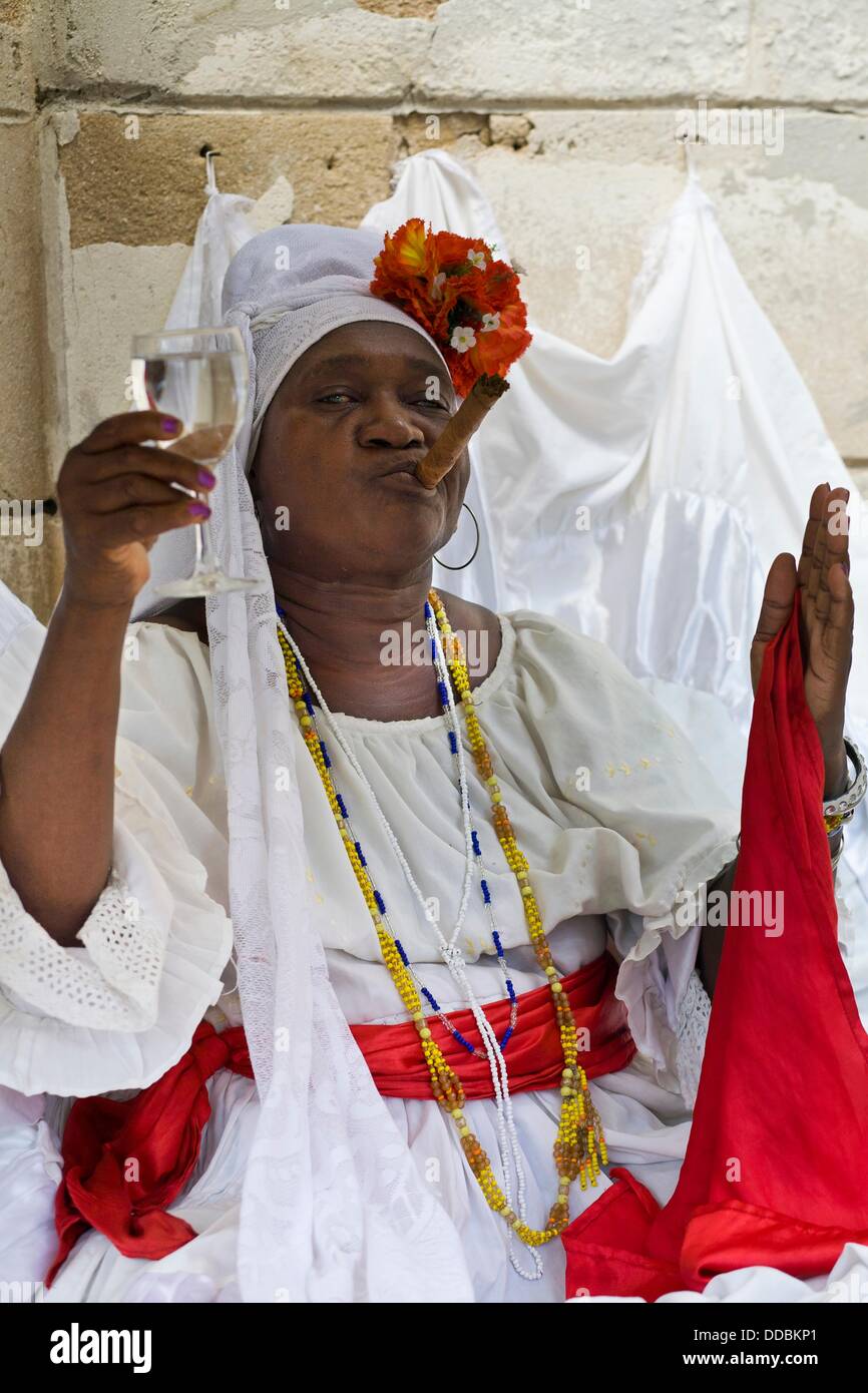 Cuba, Havana, Santeria Priestess Stock Photo, Royalty Free Image