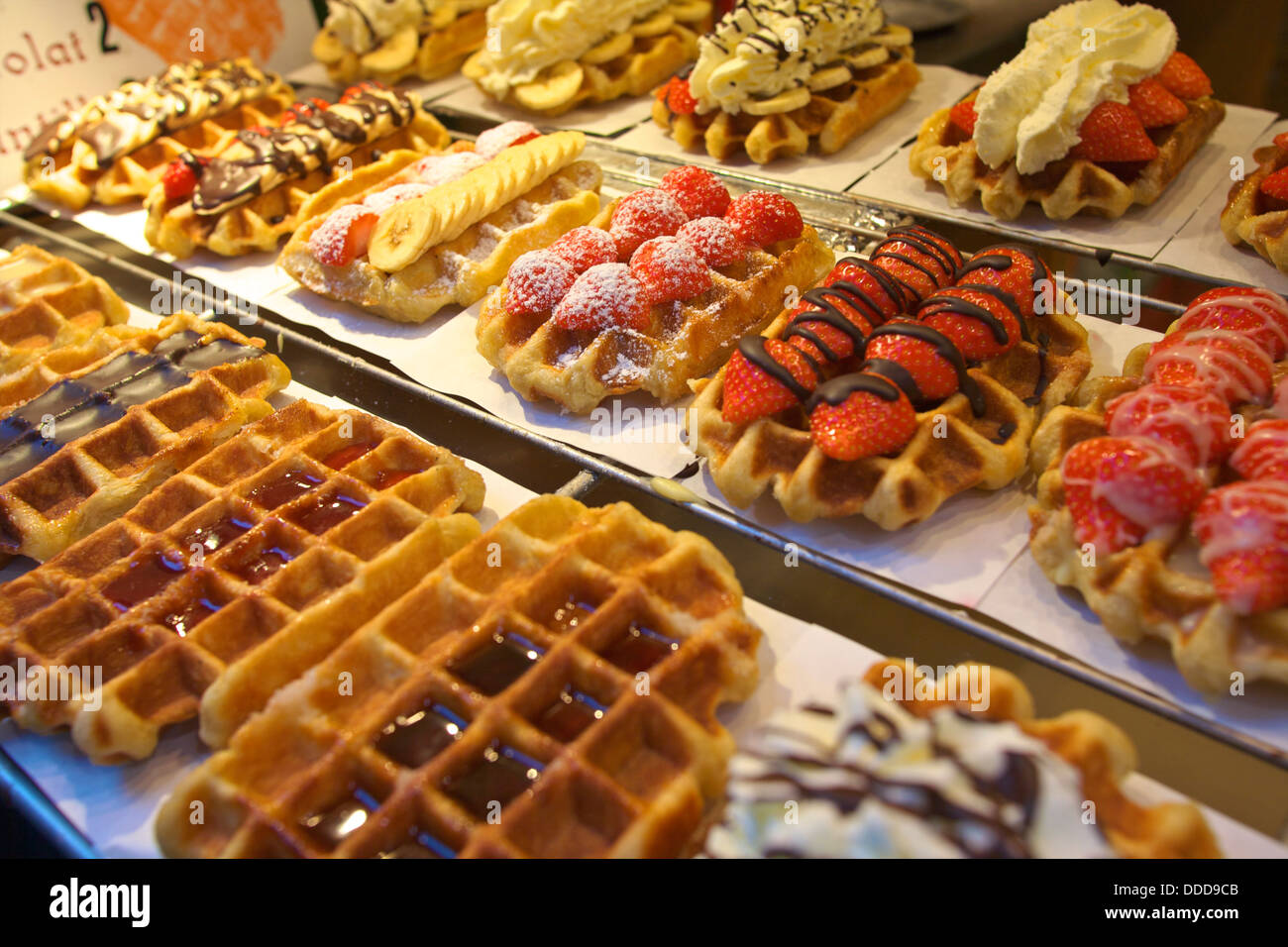 Waffle Shop, Brussels, Belgium, Europe Stock Photo, Royalty Free Image