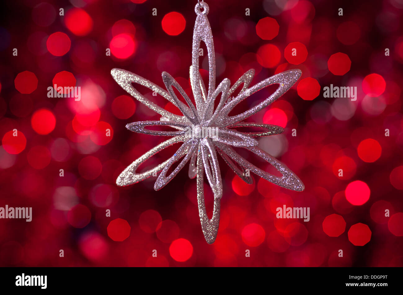 Christmas Decorations In Red Tones Blurred Background Stock Photo Alamy