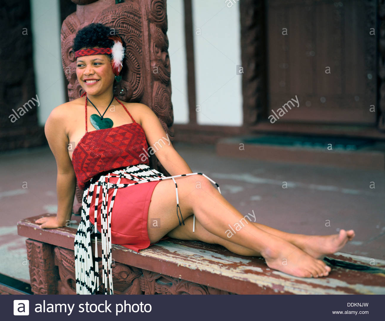 Maori woman, North Island, New Zealand. Artist Adina Tovy Stock Photo, Royalty Free Image